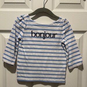 Janie & Jack Bonjour Striped Kids Shirt - Blue and White
